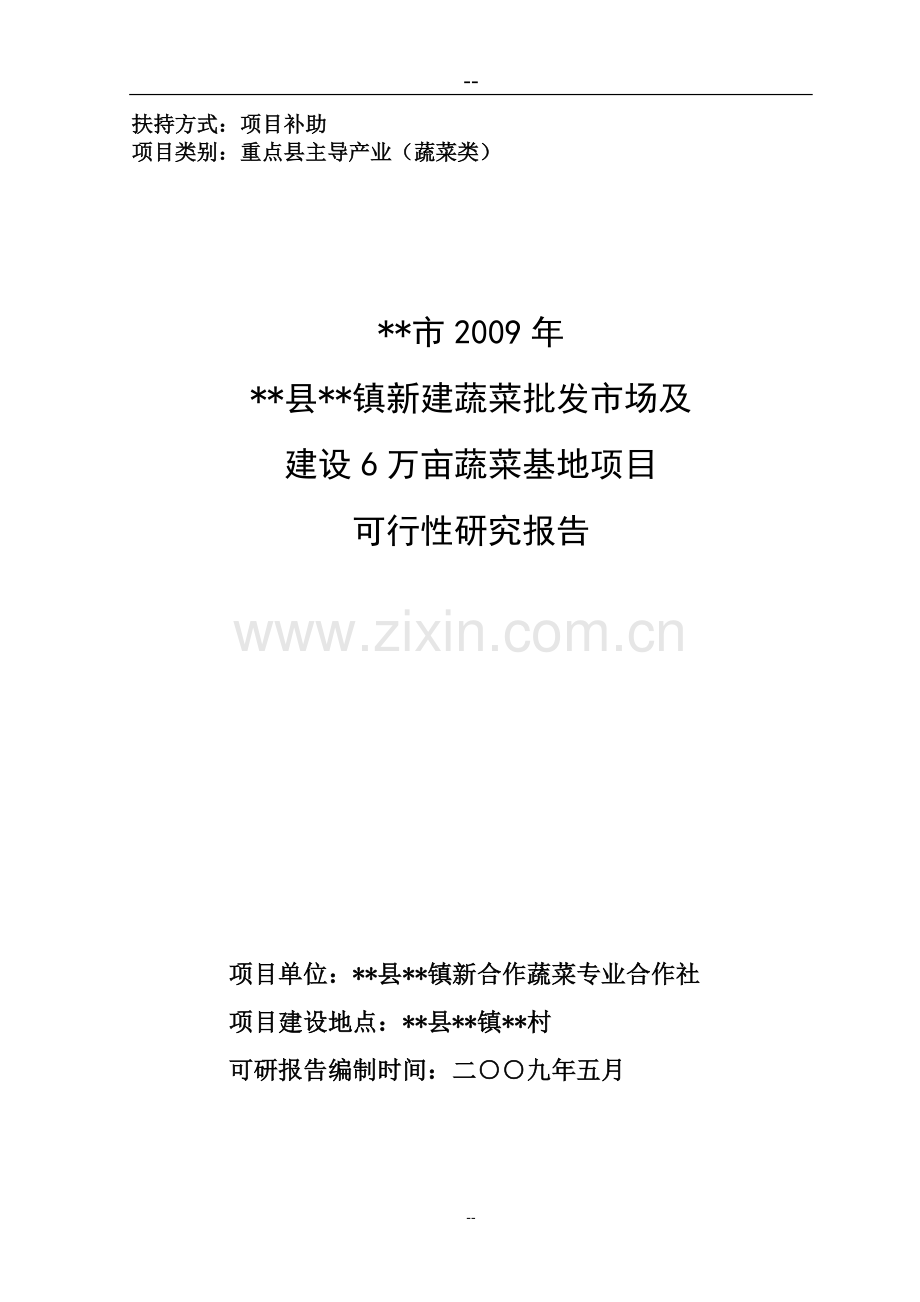 新建蔬菜批发市场及建设6万亩蔬菜基地项目可行性建议书.doc_第1页