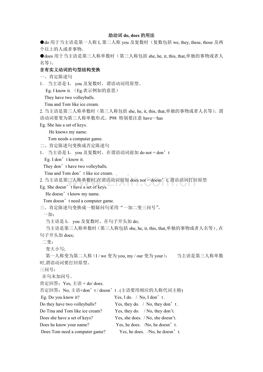 do-does的用法和练习题.doc_第1页