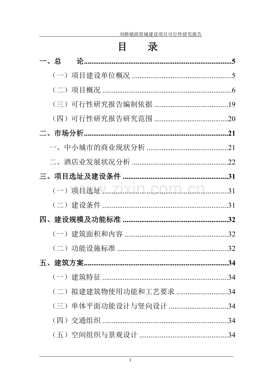 某镇商贸城项目建设投资可行性研究报告.doc_第1页