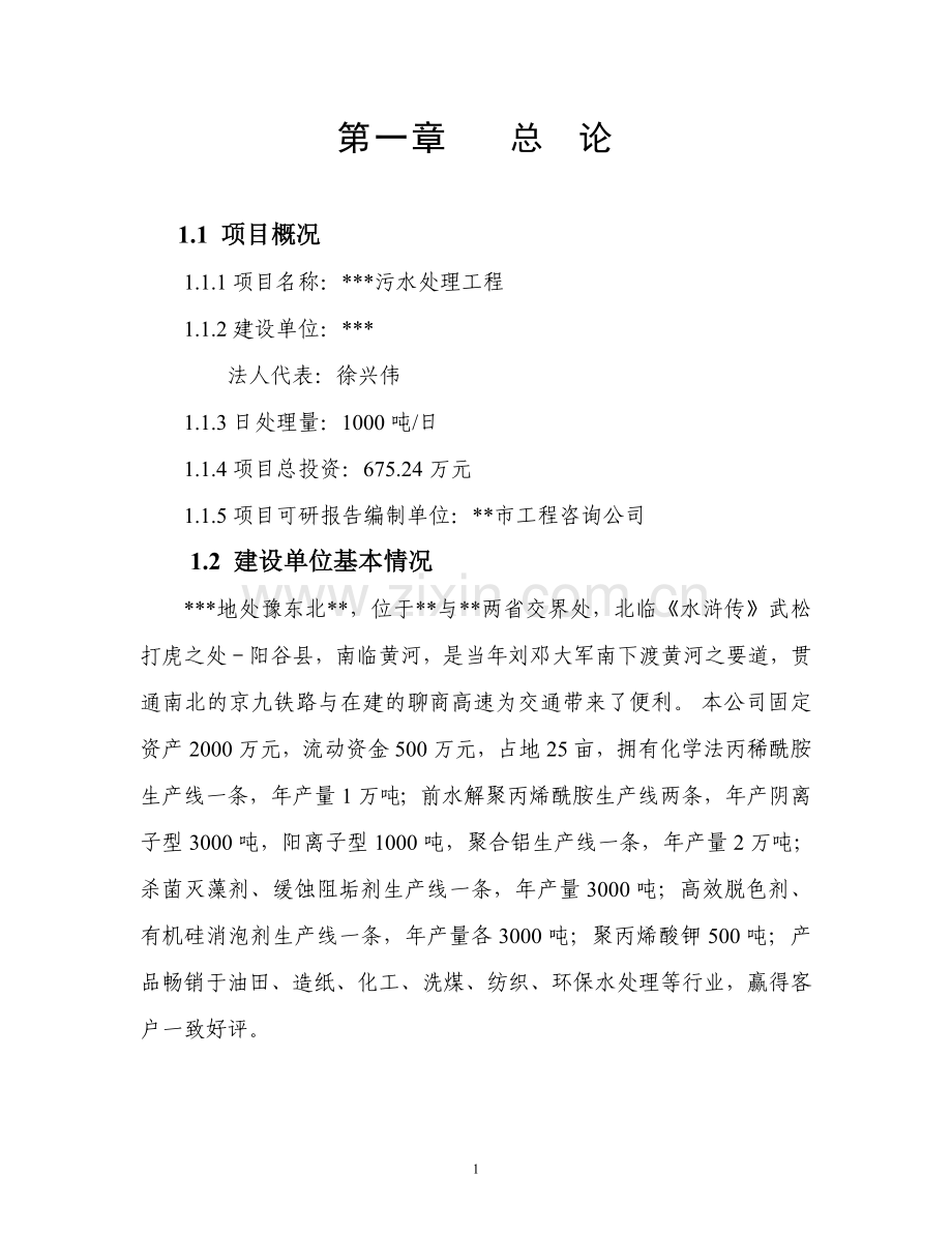 污水处理建设可行性论证报告-污水处理建设可行性论证报告.doc_第1页