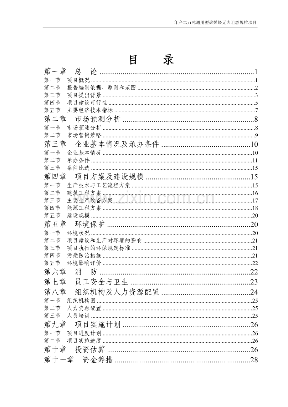 年产二万吨通用型聚烯烃无卤阻燃母粒可行性策划书.doc_第1页