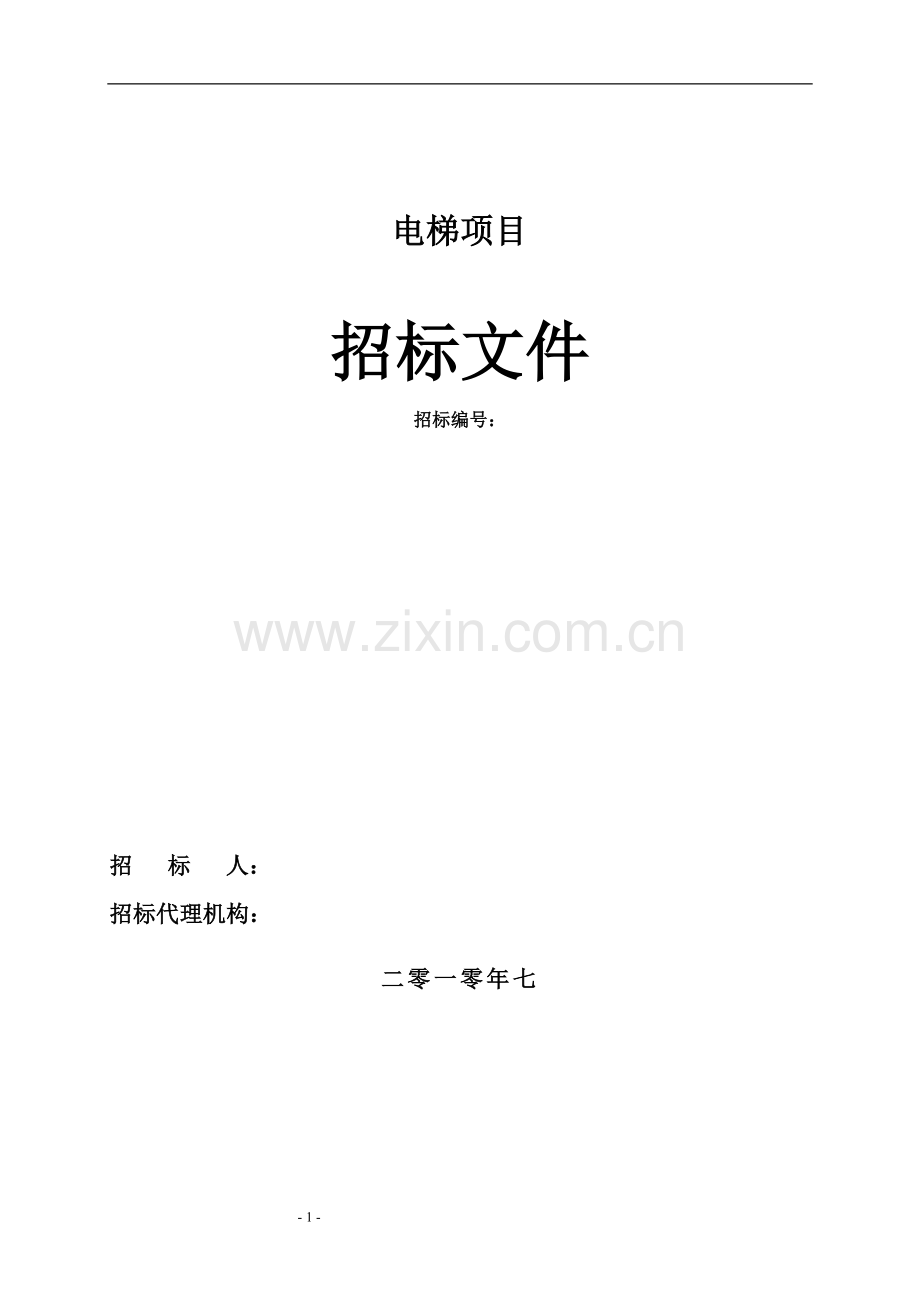 电梯项目招标文件工程类资料.doc_第1页