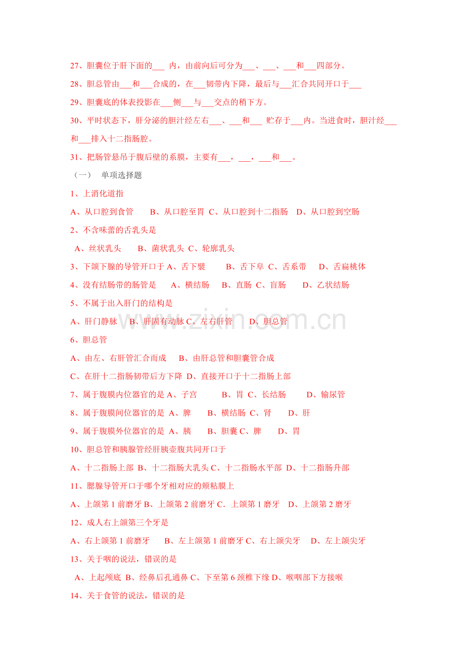 解剖学基础-消化系统试题及答案.doc_第2页