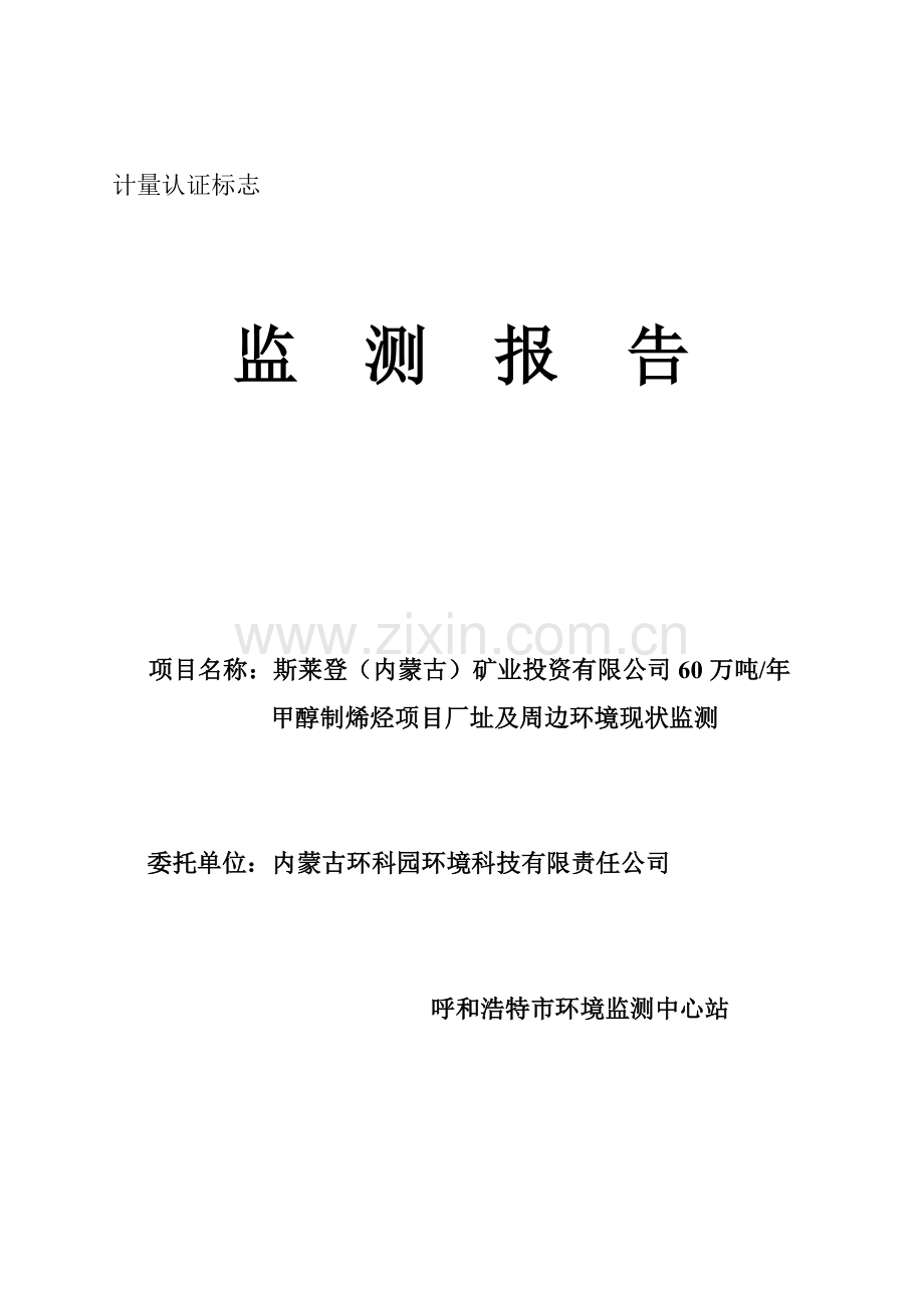 年产60万吨甲醇制烯烃项目立项现状监测报告.doc_第1页