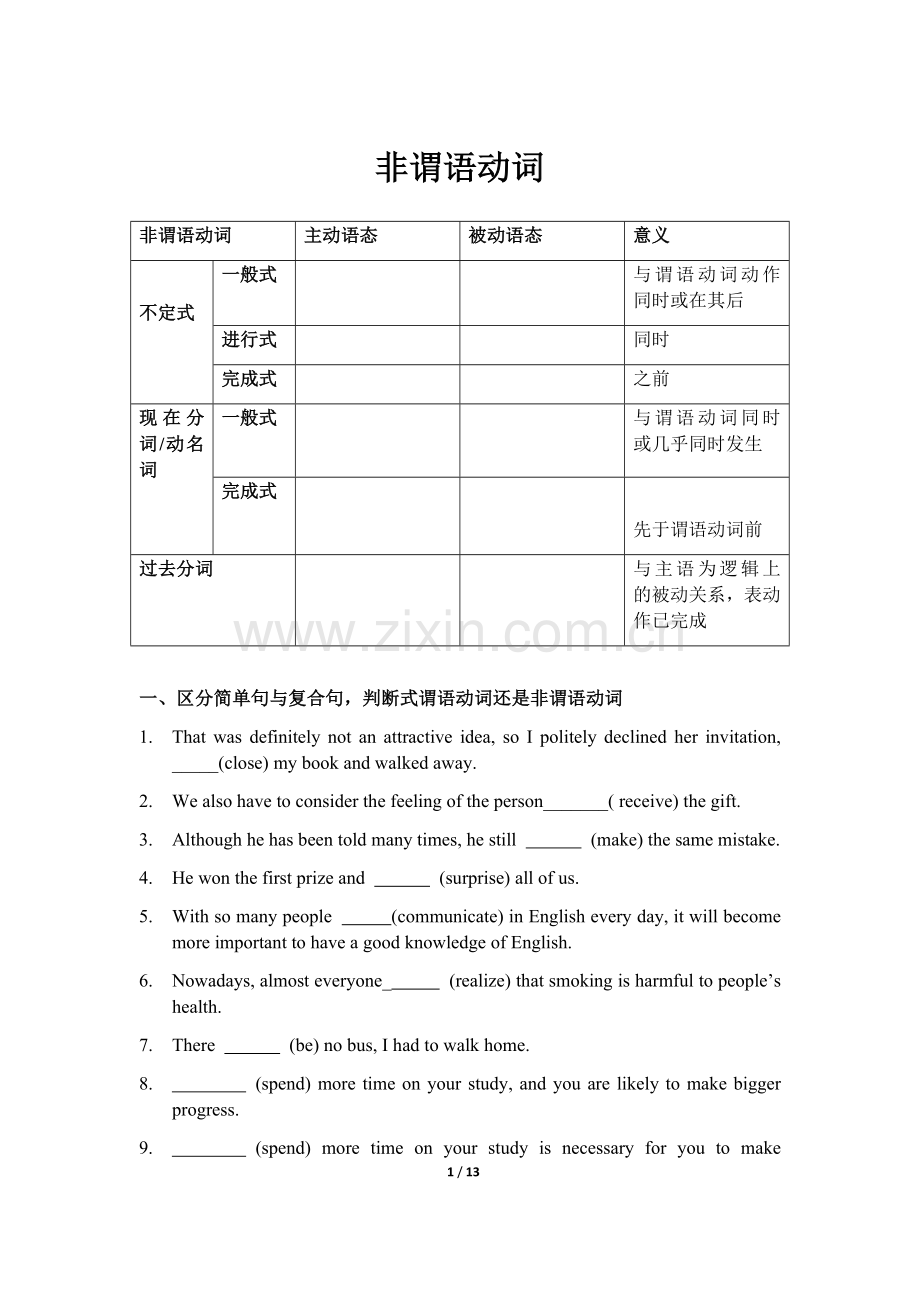 专题高考英语已修改--2017高考非谓语动词语法填空和改错精练.doc_第1页