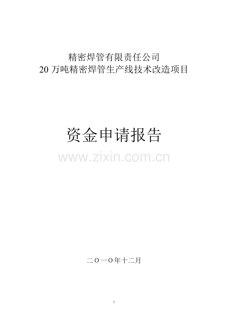 20万吨精密焊管生产线技术改造项目的可行性研究报告.doc_第1页