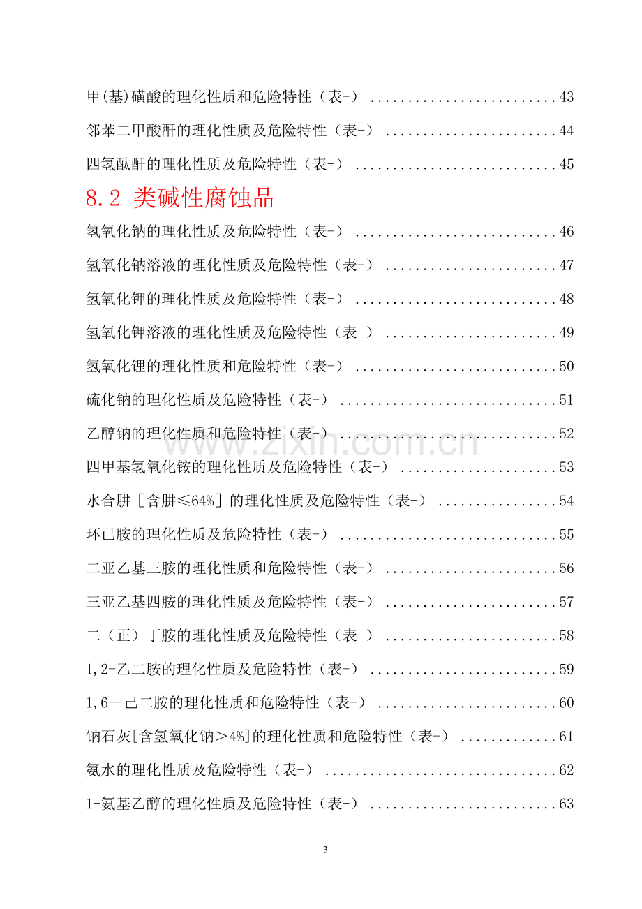 危险化学品特性表第8类.doc_第3页