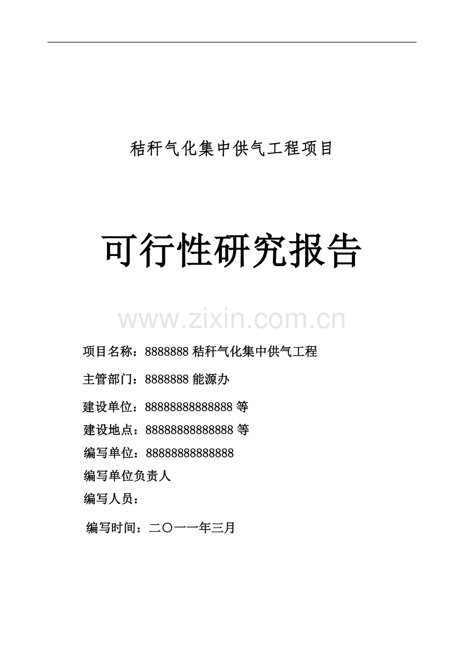 秸秆气化集中供气工程项目可行性论证报告.doc_第1页