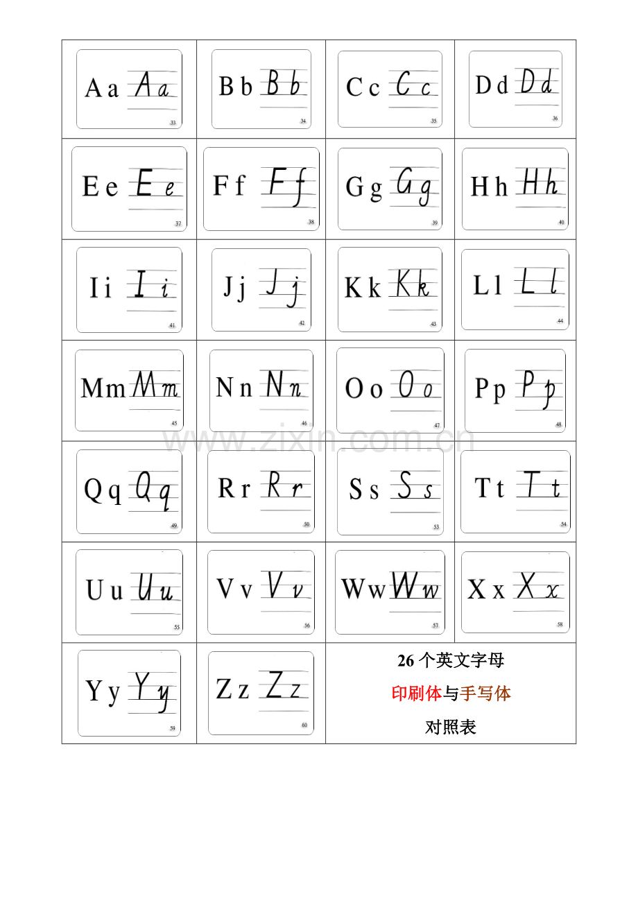 26个英语字母书写标准及练习A4打印.doc_第3页