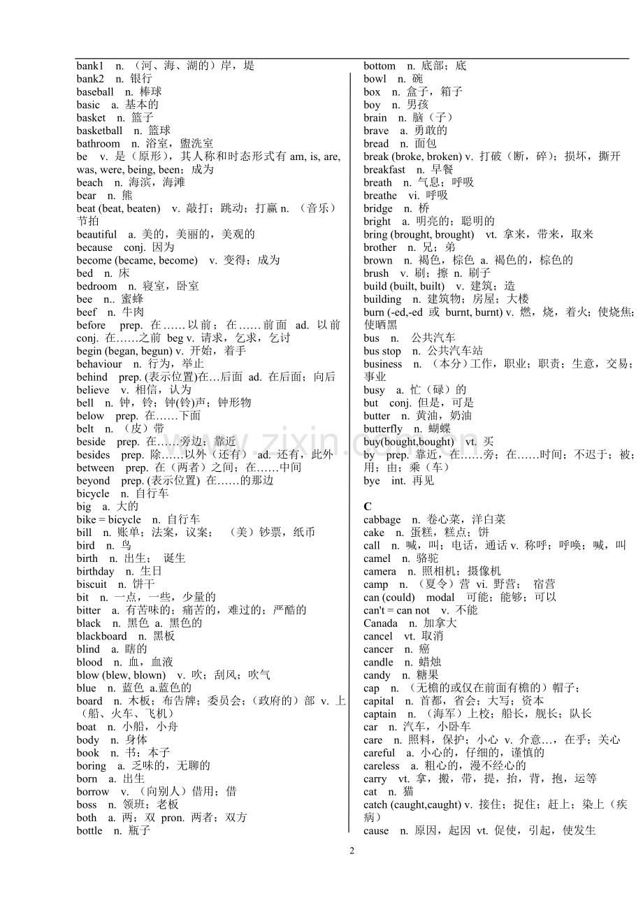 中考英语词汇表(1600词汇+词组).doc_第2页