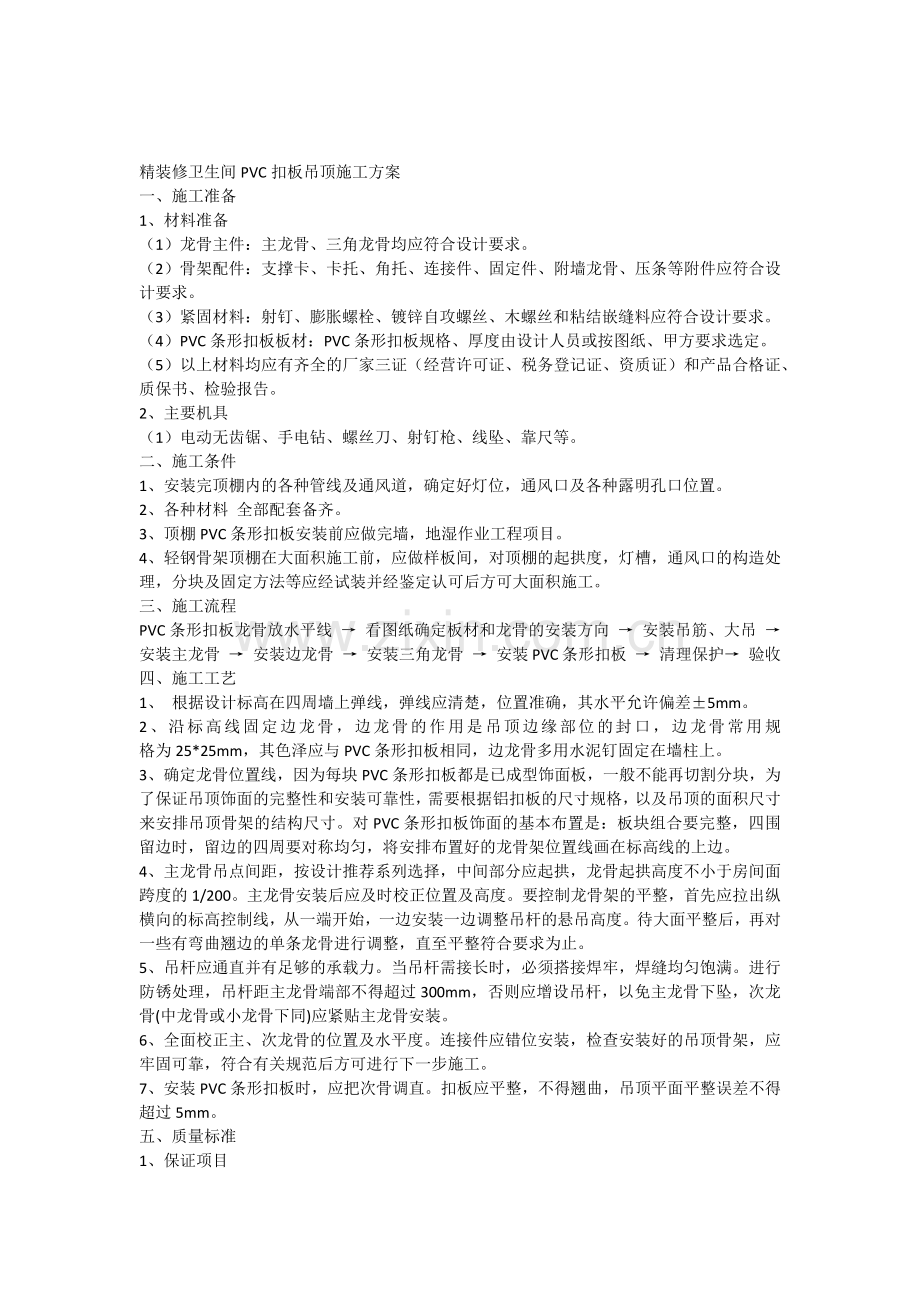 精装修PVC条形扣板吊顶施工方案.doc_第1页