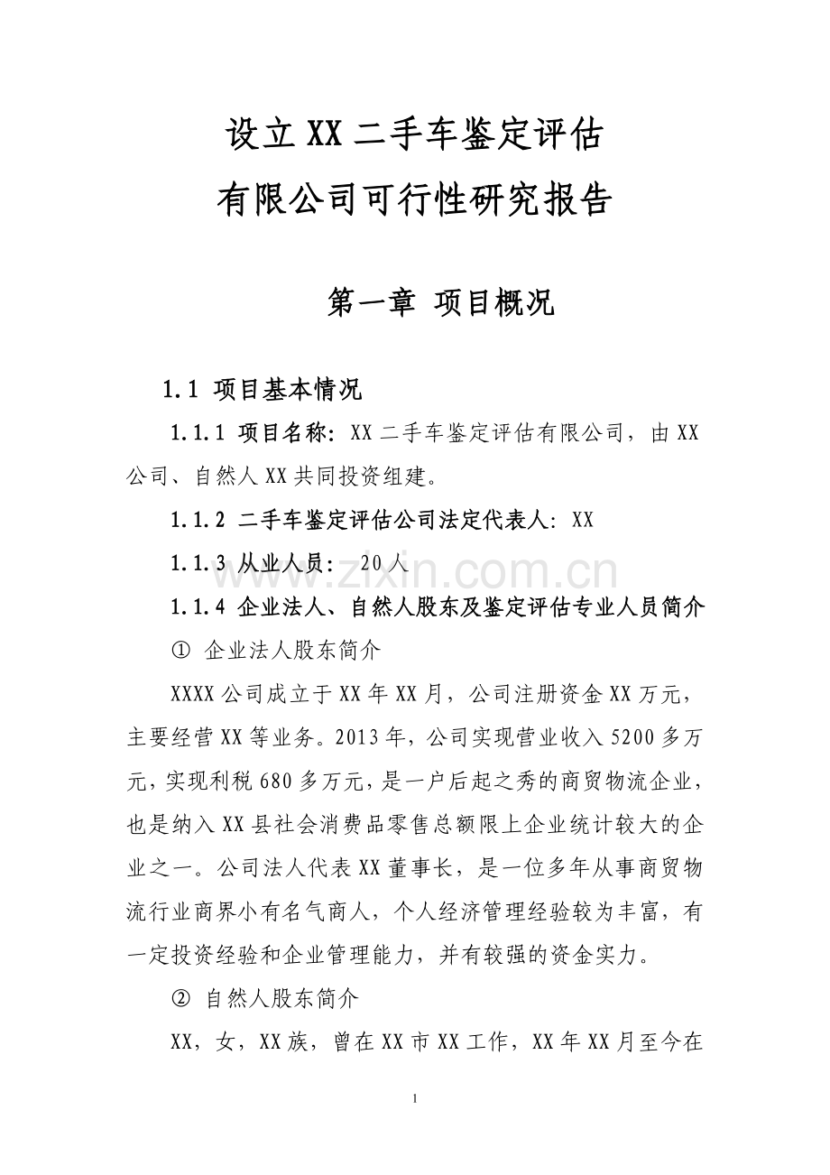 二手车鉴定评估机构建设可研报告.doc_第1页