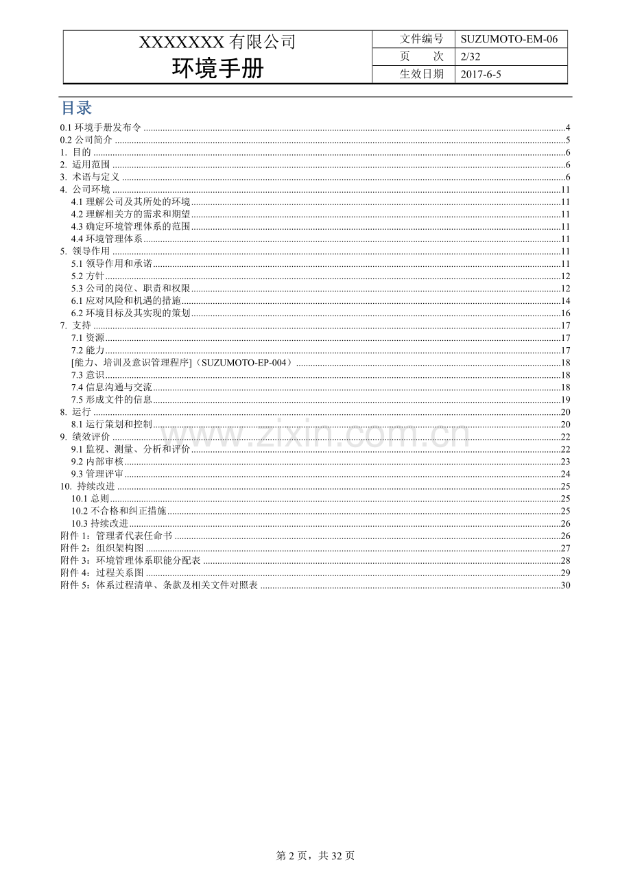 ISO14001-2015版环境手册.doc_第2页