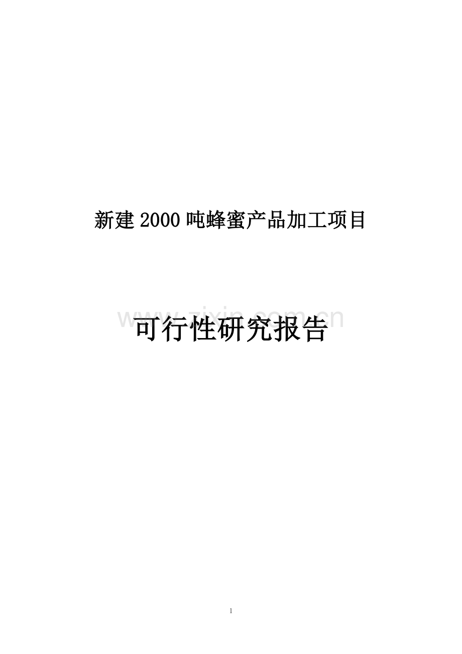 新建两千吨蜂蜜产品加工项目可行性策划书.doc_第1页