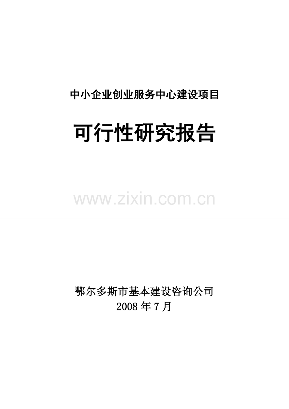 某公司建设公共服务设施之中小企业创业服务中心项目申请建设可研报告书.doc_第1页