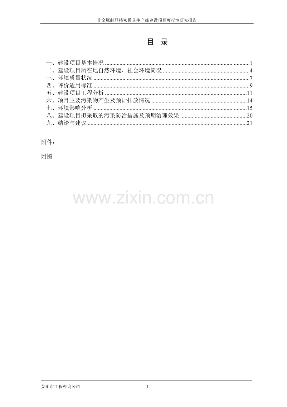 非金属制品精密模具生产线新建项目可行性研究报告.doc_第1页