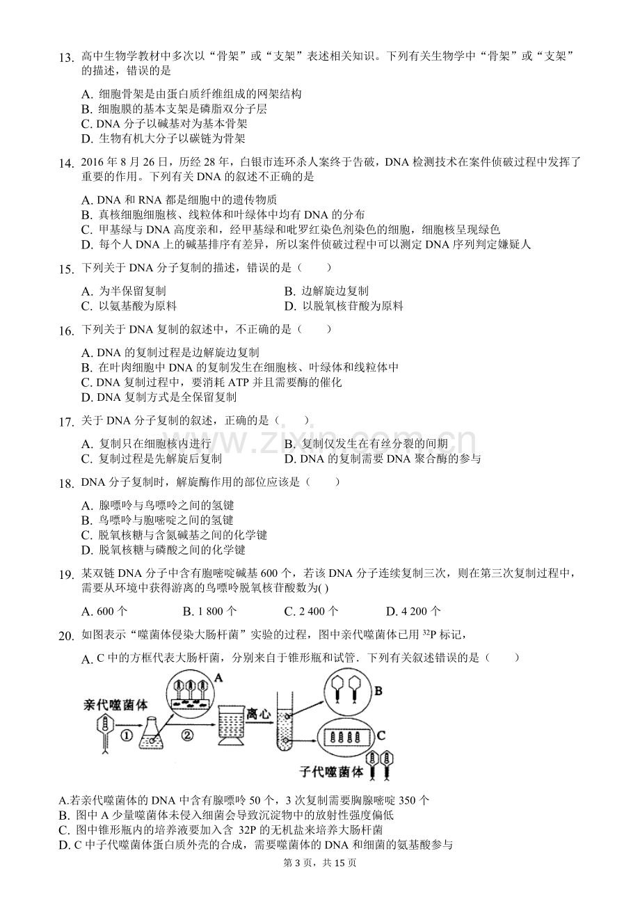 DNA结构、复制练习-普通用卷.doc_第3页