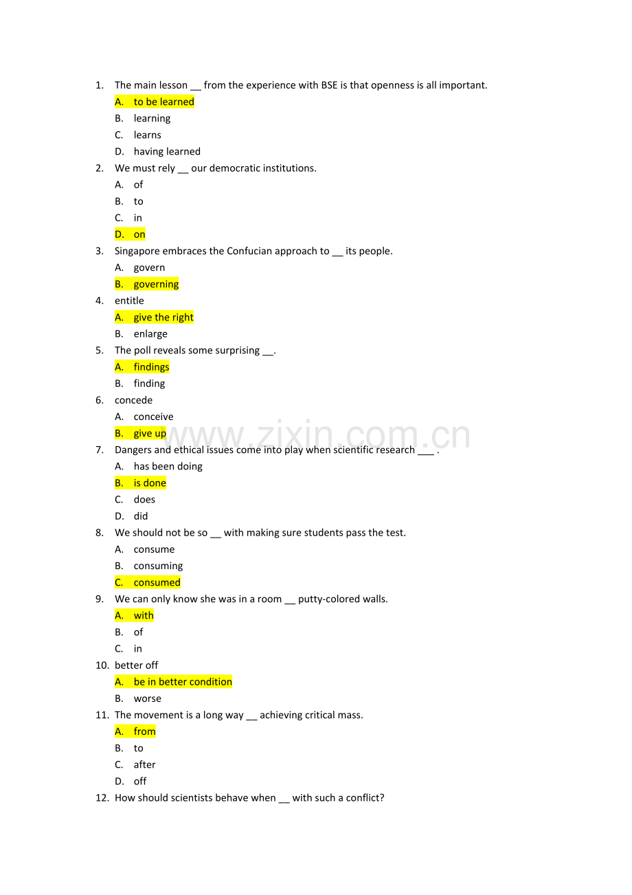 北语19春《高级英语ii》作业2满分答案.doc_第1页