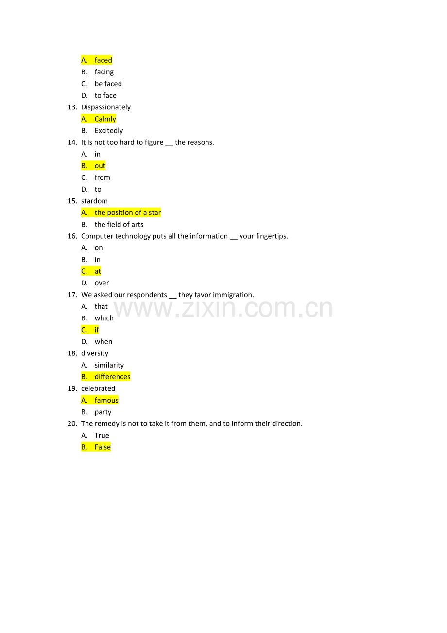 北语19春《高级英语ii》作业2满分答案.doc_第2页