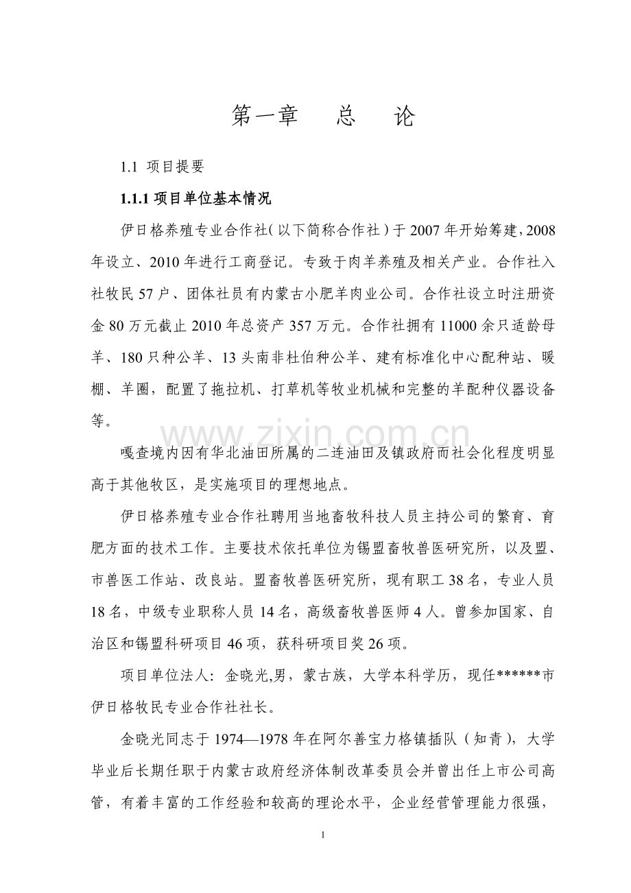 11000只经济杂交羊养殖基地新建项目可行性论证报告.doc_第1页