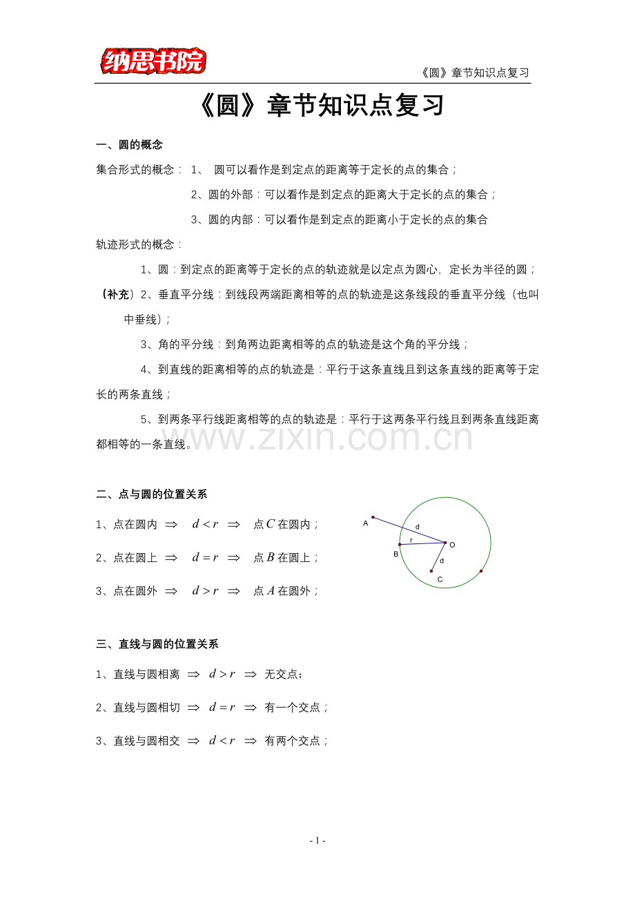 初三《圆》章节知识点复习专题.doc_第1页