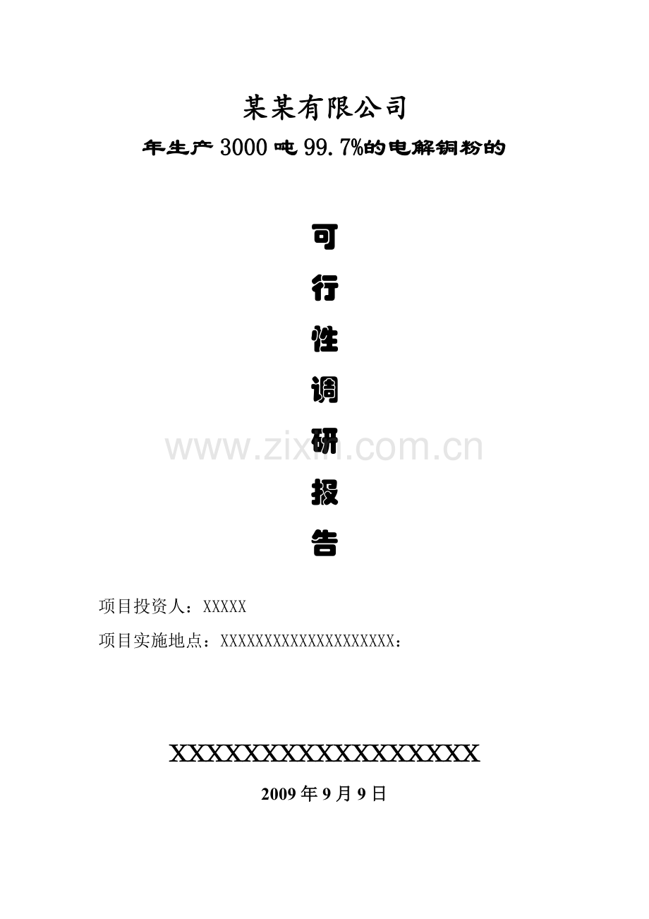 年产生产3000吨99.7%电解铜粉可行性策划书.doc_第1页