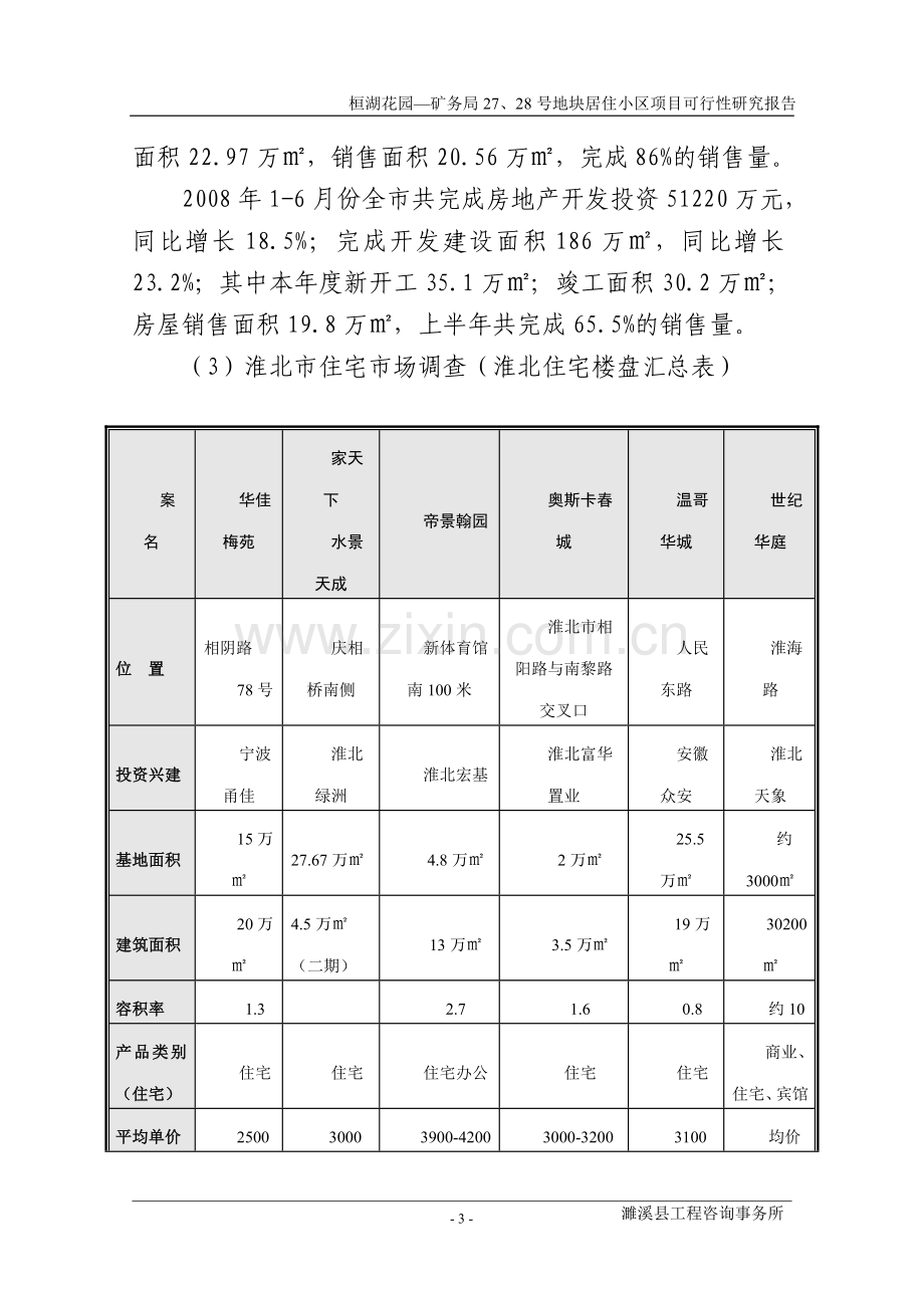 桓湖花园--矿务局27、28号地块居住小区项目项目建设投资可行性研究报告.doc_第3页