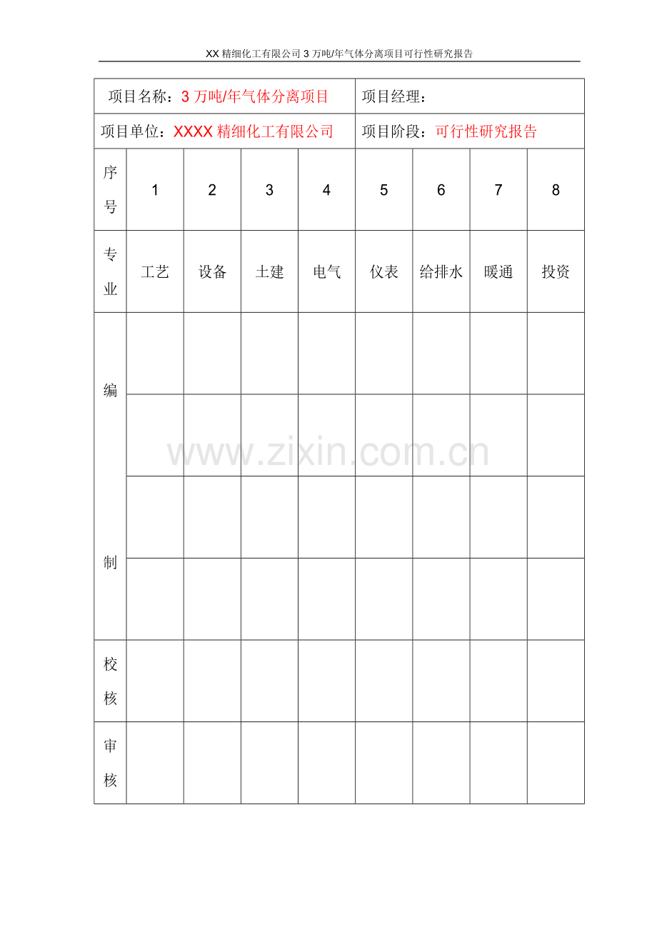 某xx精细化工有限公司3万吨年气体分离项目可行性研究报告书.doc_第1页