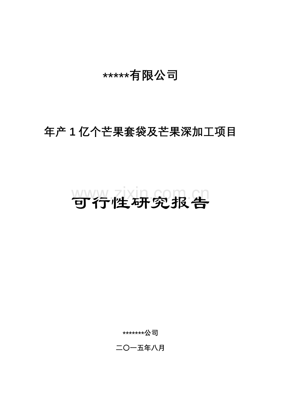 年产1亿个芒果套袋及芒果深加工项目可行性研究报告书.docx_第1页