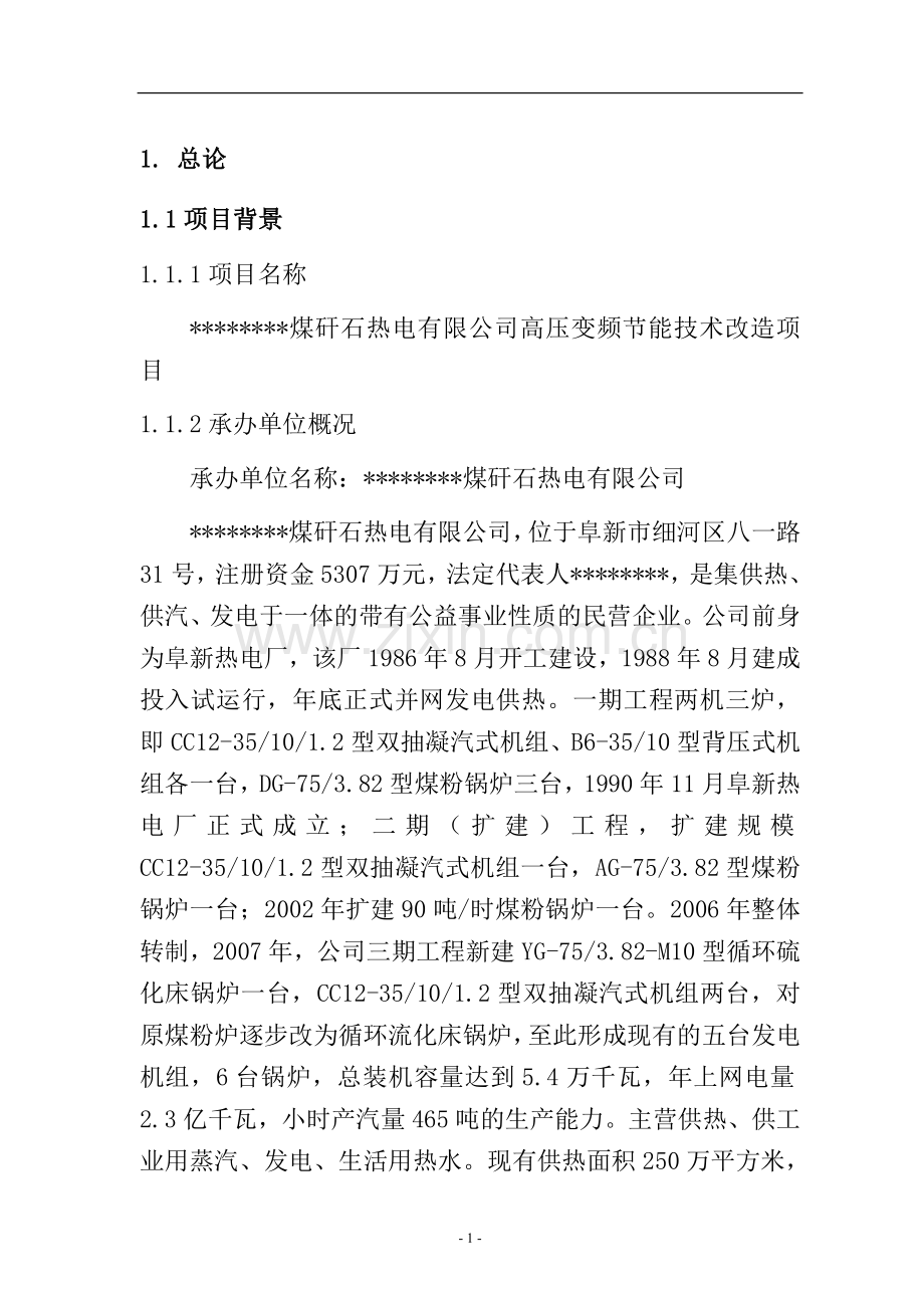 某煤矸石热电有限公司高压变频建设节能技术项目可行性策划书.doc_第3页