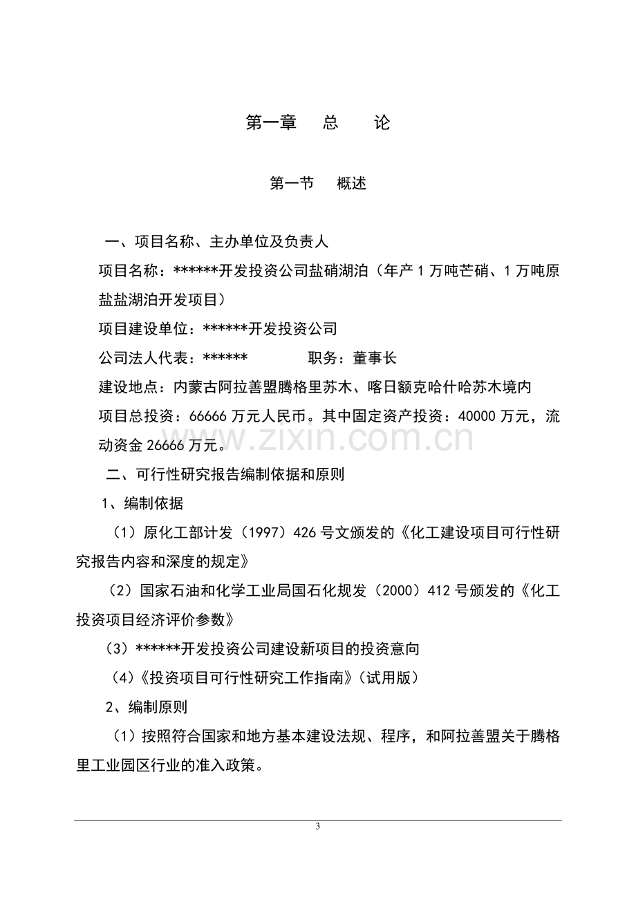 投资建设年产1万吨芒硝、1万吨原盐盐湖泊开发项目可行性策划书.doc_第3页