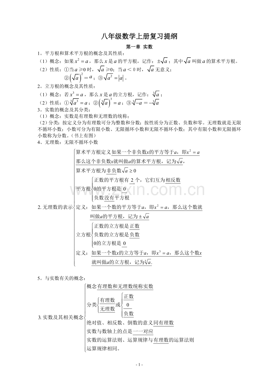 湘教版八年级数学上册复习提纲.doc_第1页