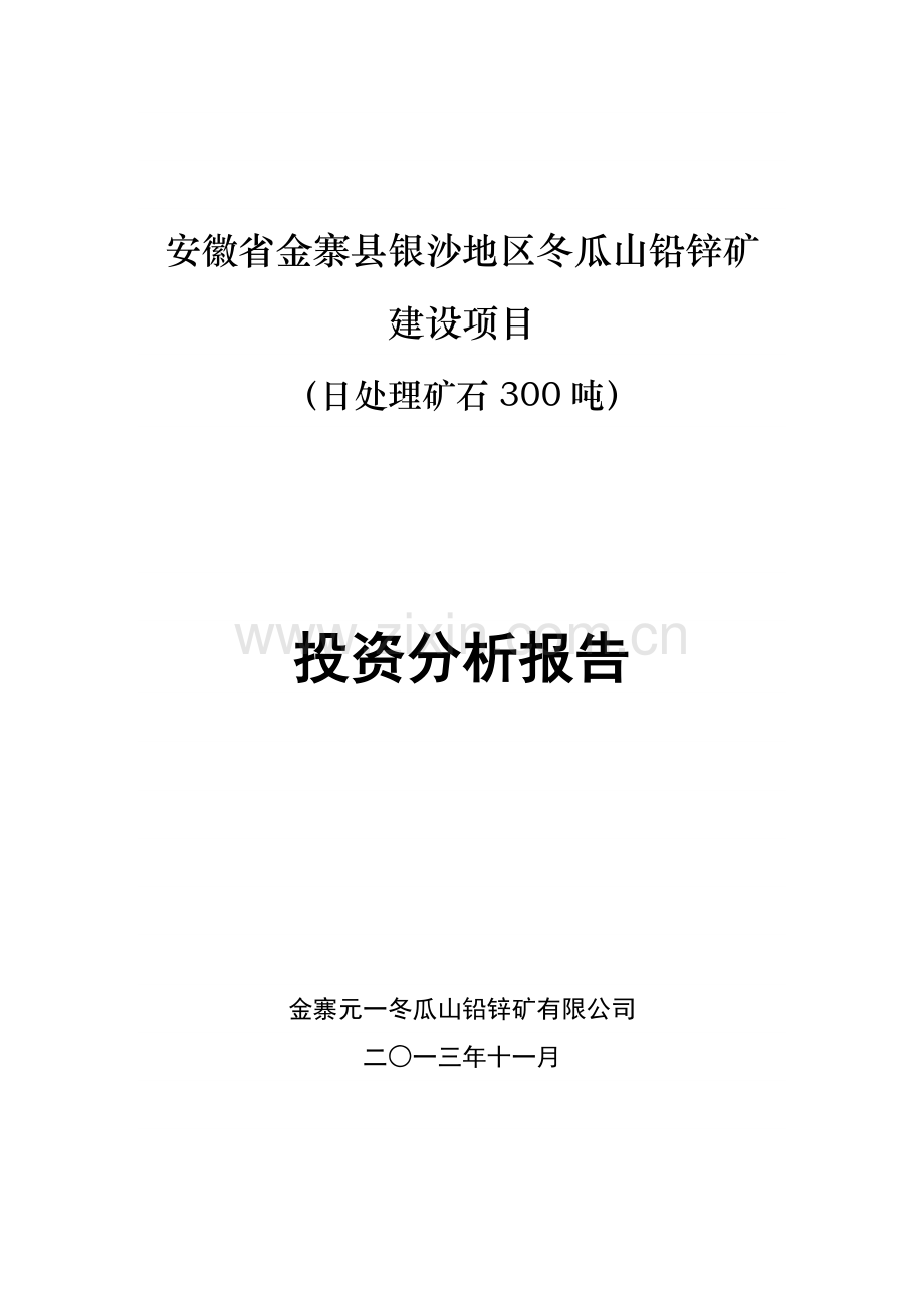 铅锌矿项目(日处理矿石300吨)可行性分析报告.doc_第1页