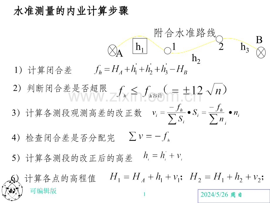 水准测量内业计算(专业.ppt_第1页