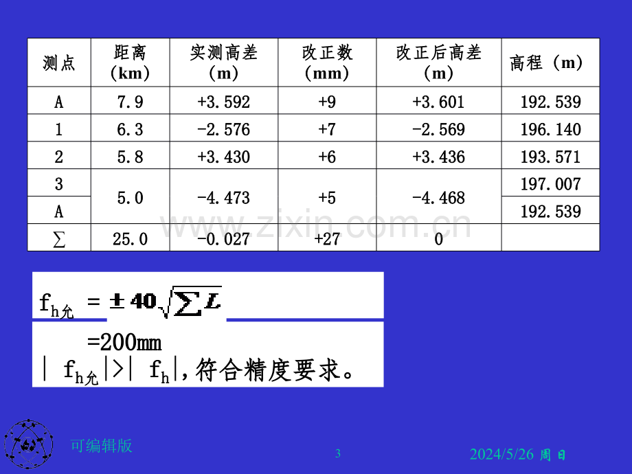 水准测量内业计算(专业.ppt_第3页