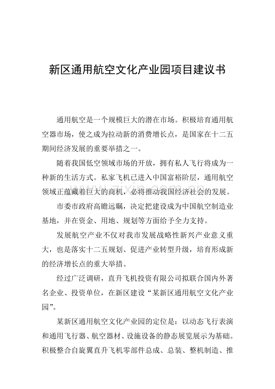 新区通用航空文化产业园投资谋划方案书.doc_第1页