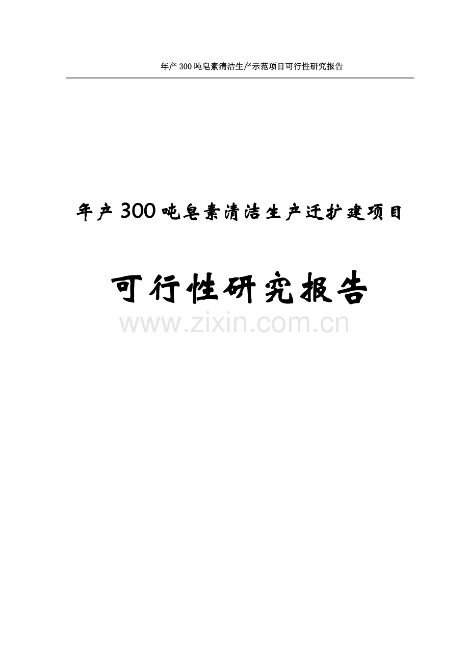 年产300吨皂素清洁生产迁扩建项目可行可行性研究报告.doc_第1页