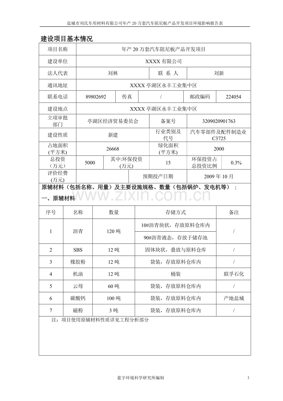 年产20万套汽车阻尼板产品开发项目建设环境评估报告.doc_第3页