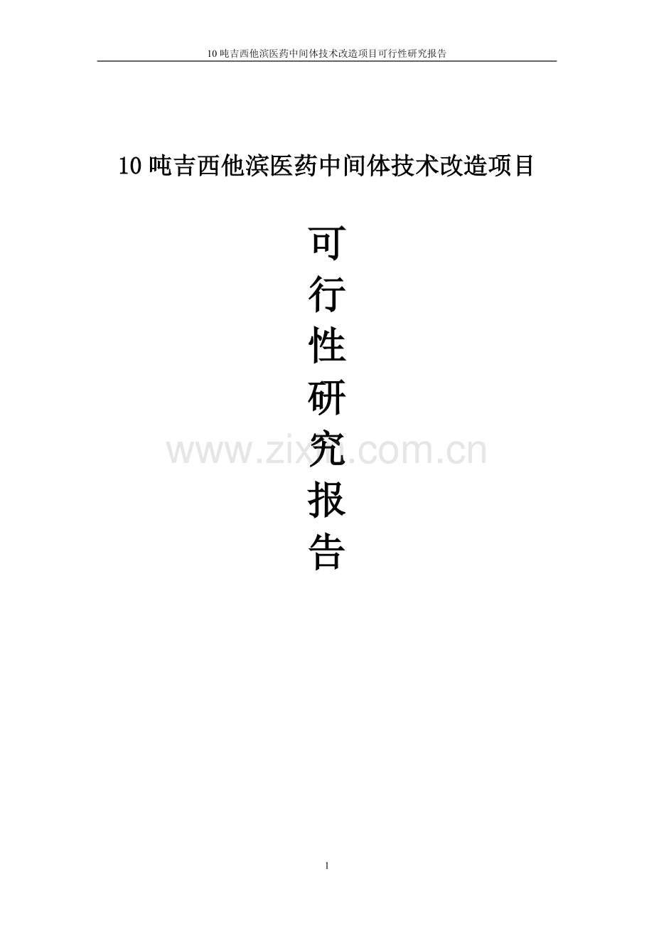 10吨吉西他滨医药中间体技术改造项目可行性研究报告.doc_第1页