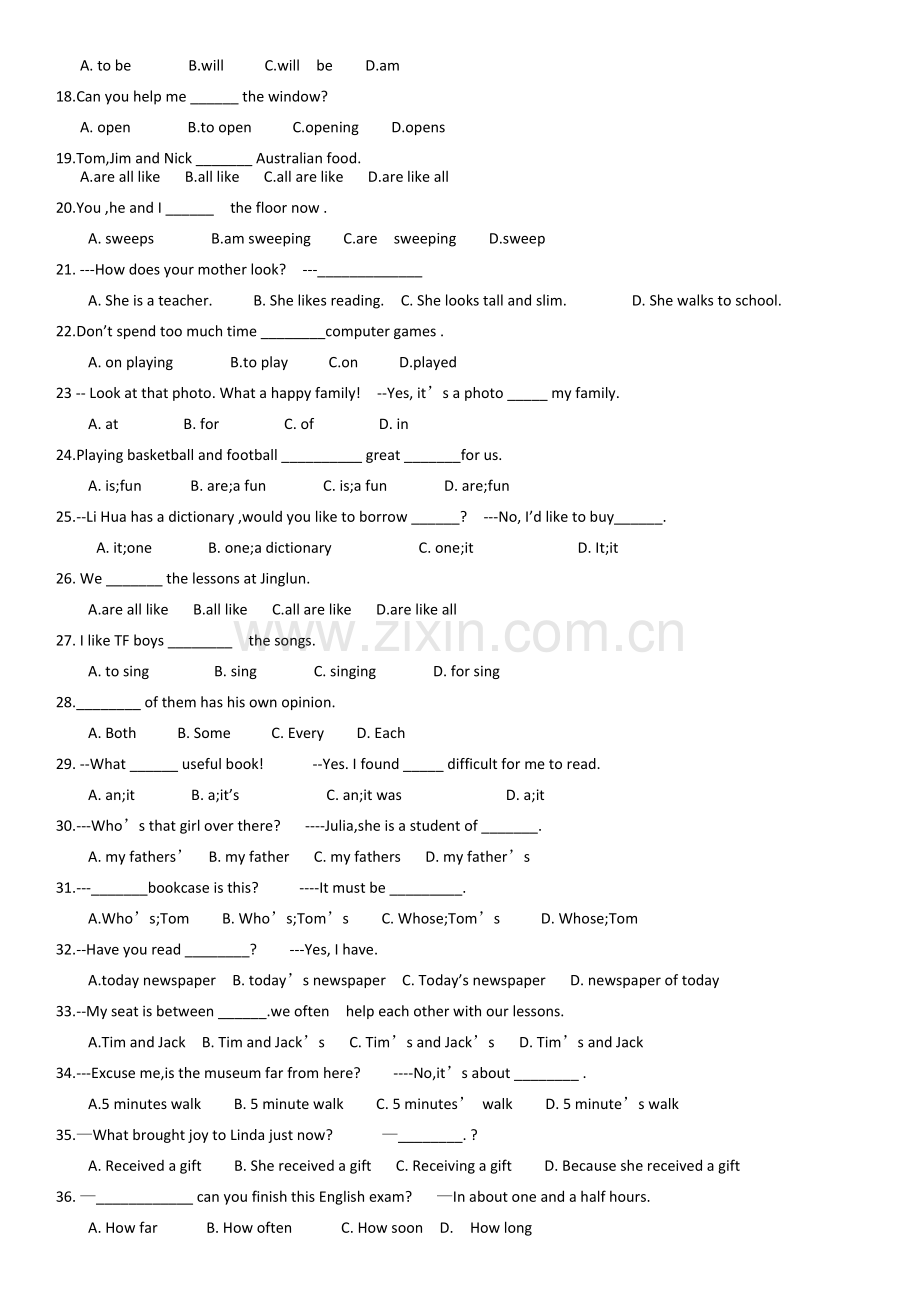 苏教版七年级上英语易错题难题.doc_第2页