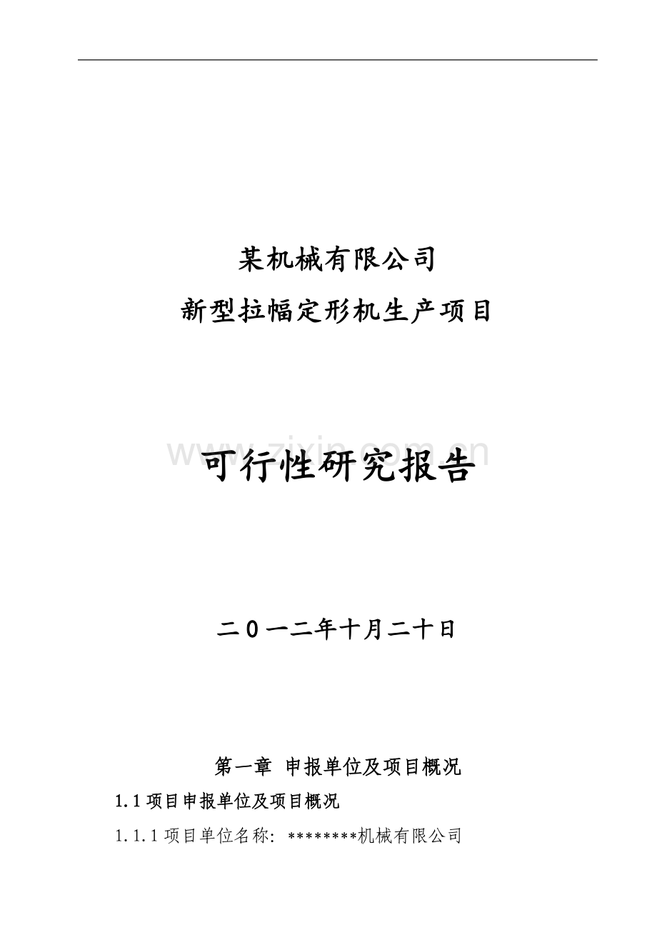 新型拉幅定形机生产项目可行性论证报告.doc_第1页