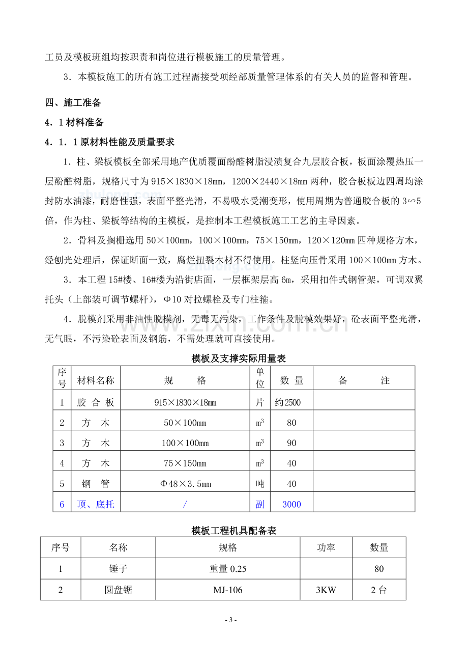 模板施工方案书大全(胶合板)(某工程)工程施工方案.doc_第3页