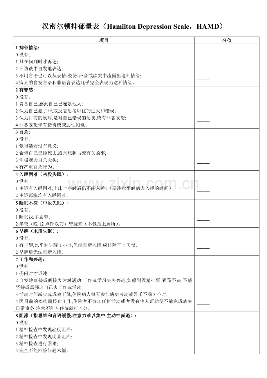 心理领域--汉密尔顿焦虑、抑郁量表(HAMA、HAMD).doc_第2页