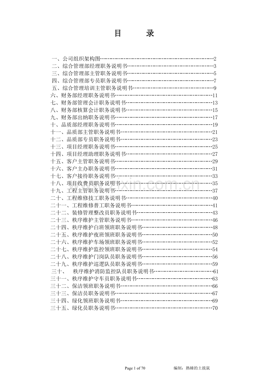 物业岗位工作说明书大学论文.doc_第1页