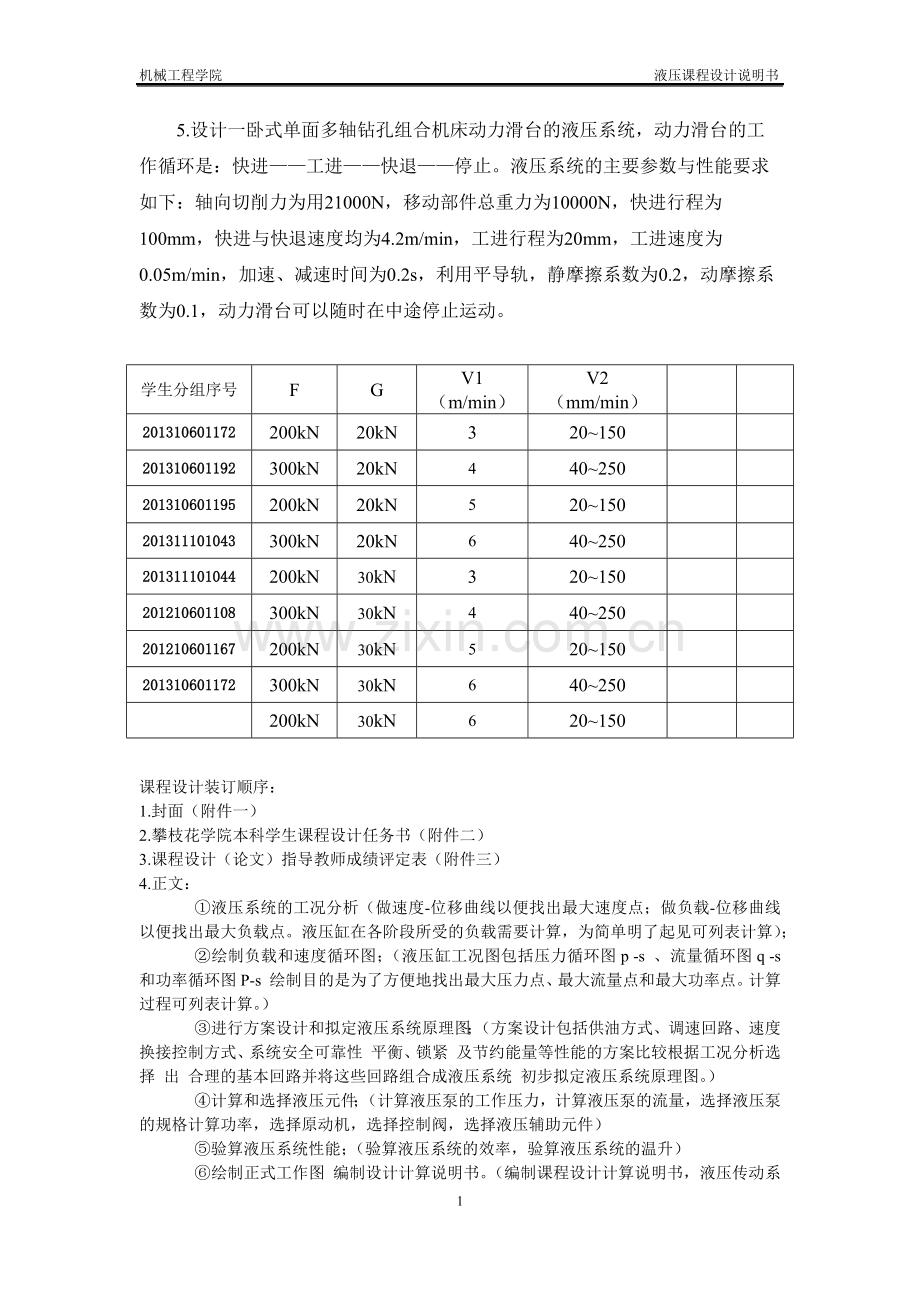 液压课程设计-设计一卧式单面多轴钻孔组合机床动力滑台的液压系统毕业论文.docx_第1页