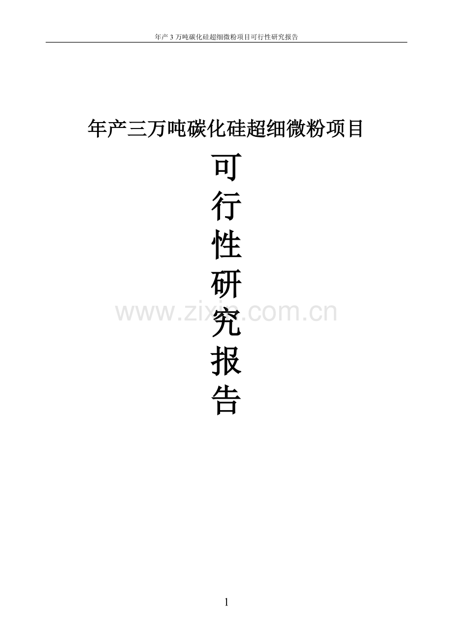 年产3万吨碳化硅超细微粉项目可行性论证报告.doc_第1页