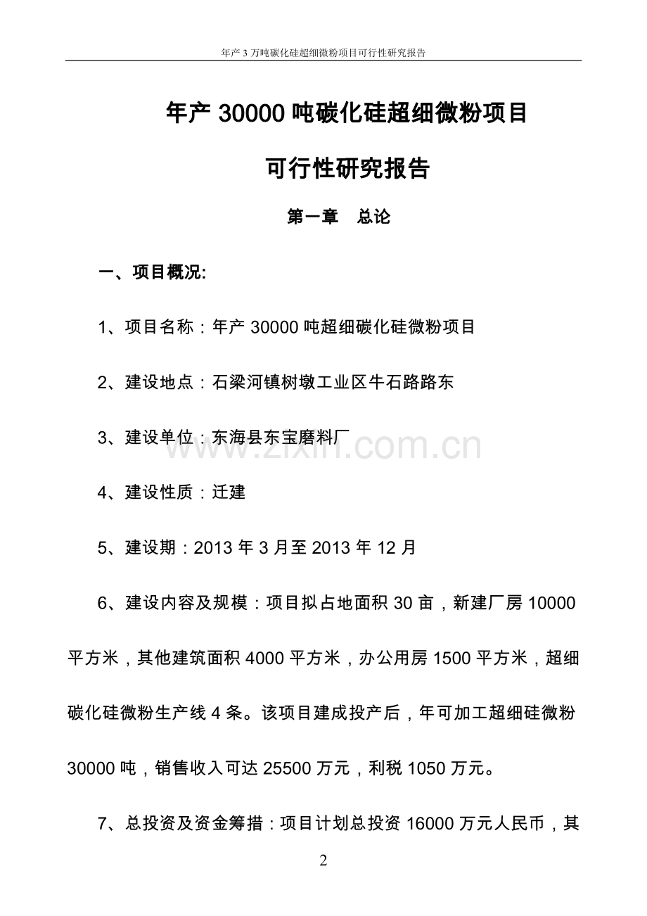 年产3万吨碳化硅超细微粉项目可行性论证报告.doc_第2页