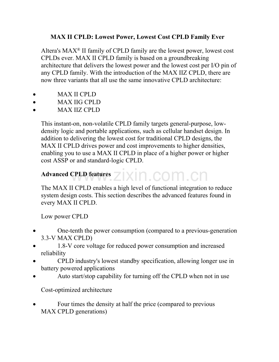 单片机外文翻译—MAX-II-CPLD系列概述及应用(英文-译文).doc_第1页