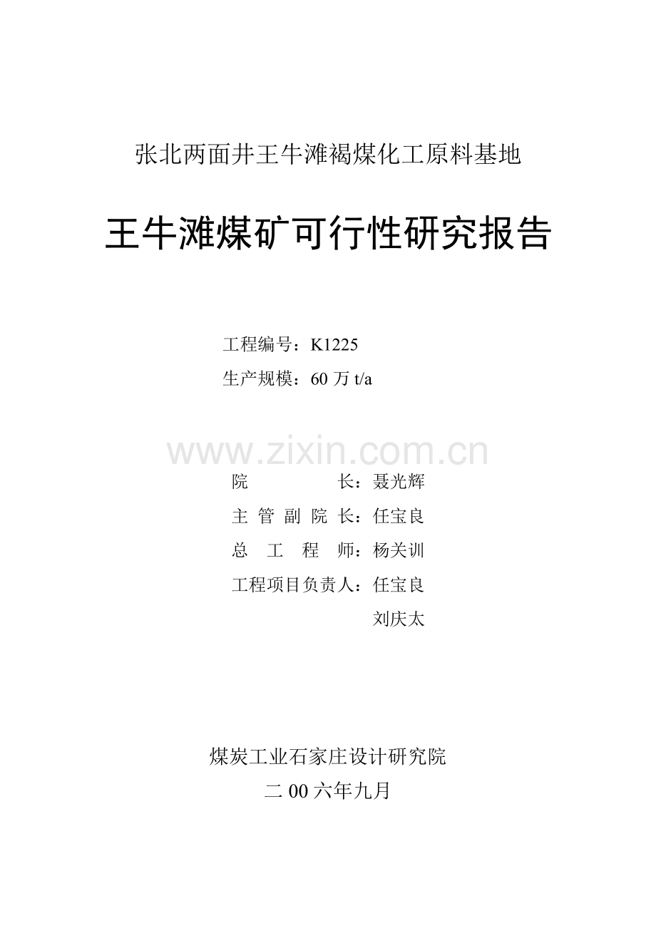 张北两面井王牛滩褐煤化工原料基地王牛滩煤矿申请建设可研报告.doc_第2页