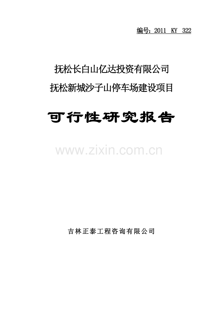 抚松长白山亿达投资有限公司抚松新城沙子山停车场停车场可行性研究报告.doc_第1页